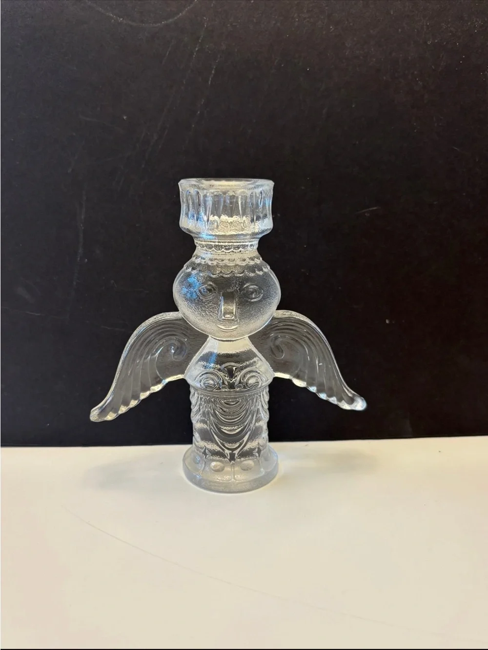 Clear Glass Angel Candle Holder